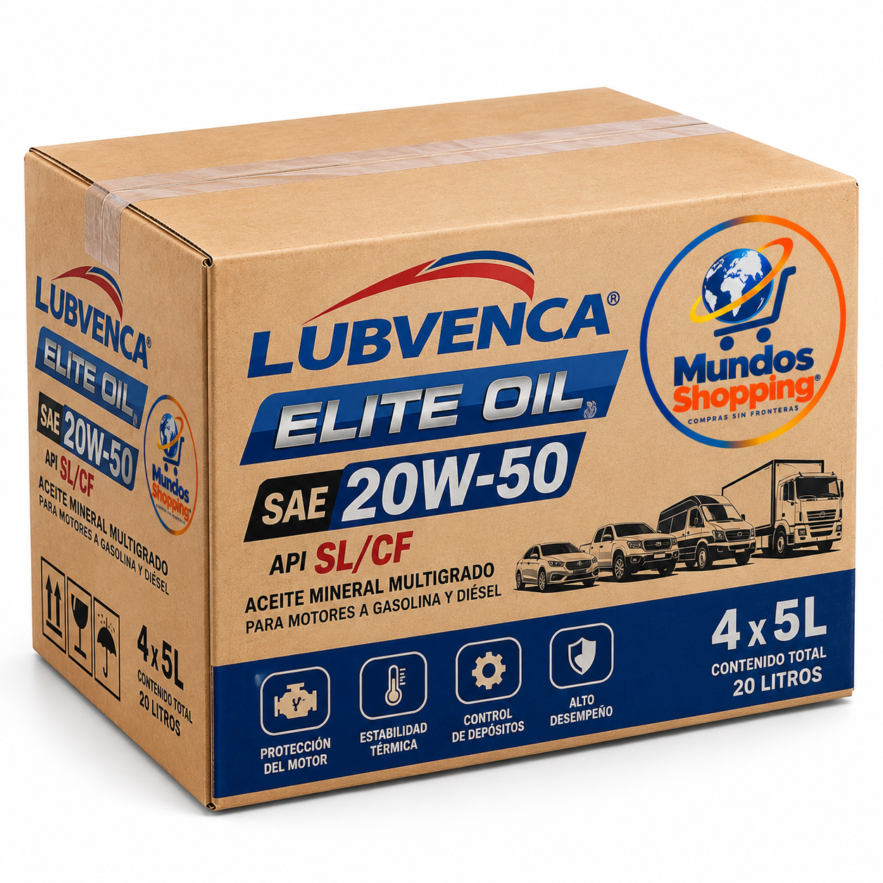 Aceite Lubvenca Elite Oil SAE 20W-50 – Caja de 4 Envases de 5 Litros (20 Litros) - Imagen 3