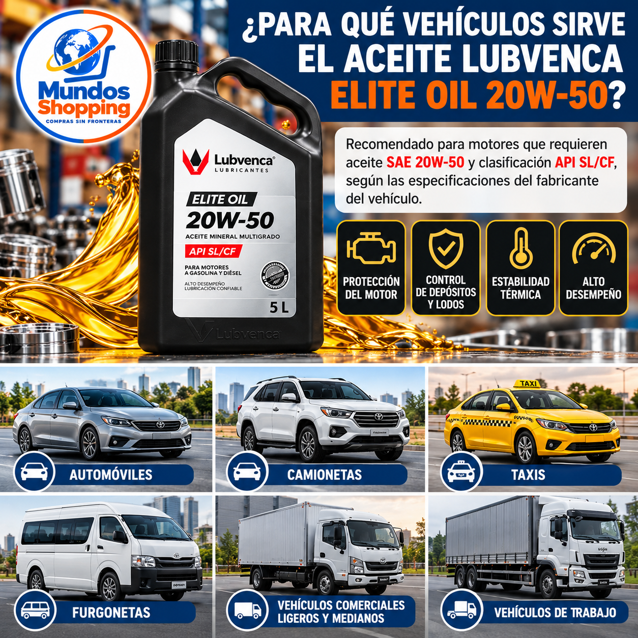 Aceite Lubvenca Elite Oil SAE 20W-50 – Caja de 4 Envases de 5 Litros (20 Litros) - Imagen 2